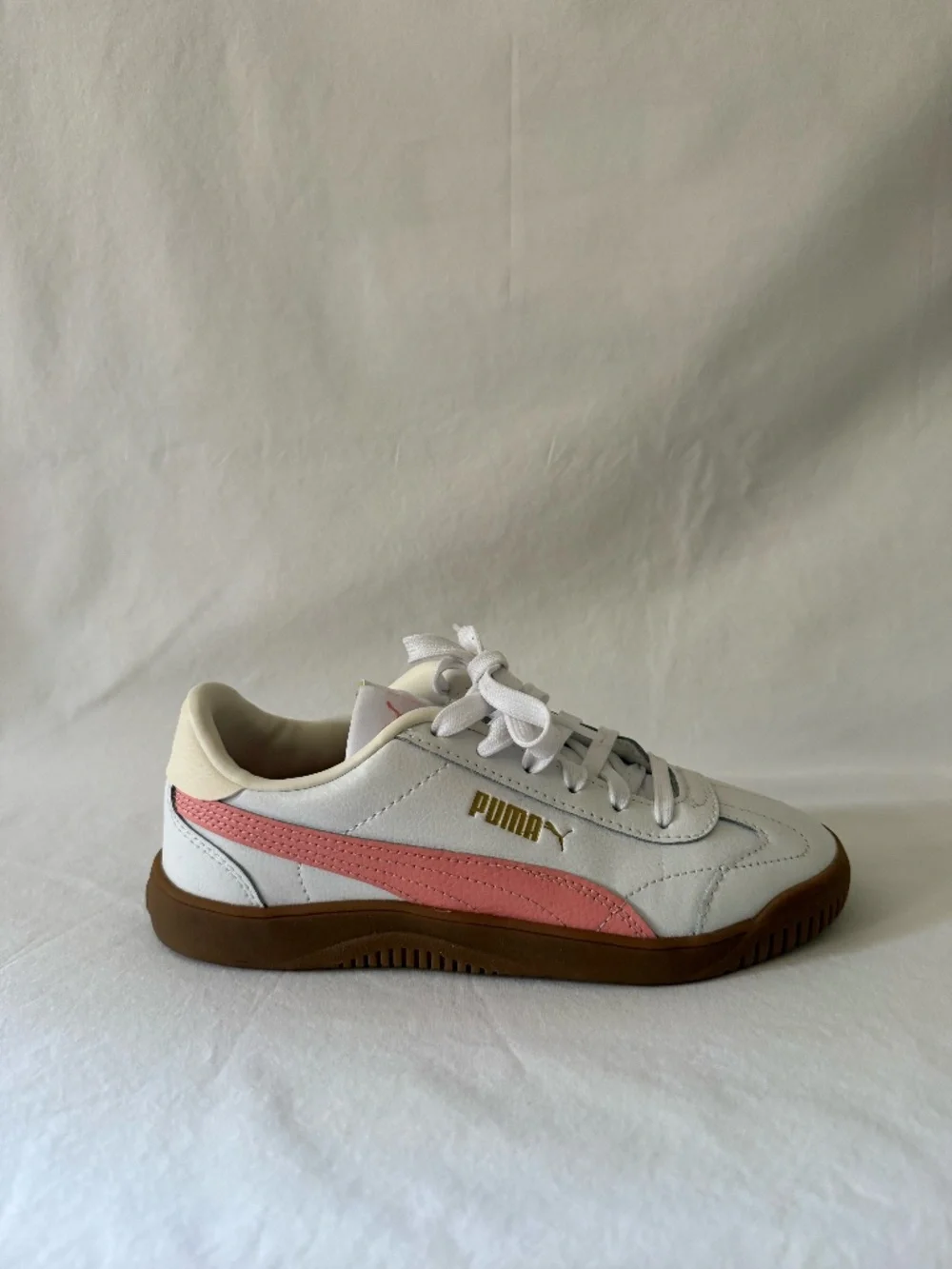 Puma White & Pink Gum Sole Low Top Sneakers